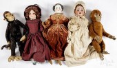 THREE BISQUE HEAD DOLLSThree b