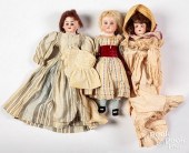 THREE BISQUE HEAD DOLLSThree b