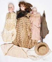 THREE BISQUE HEAD DOLLSThree b