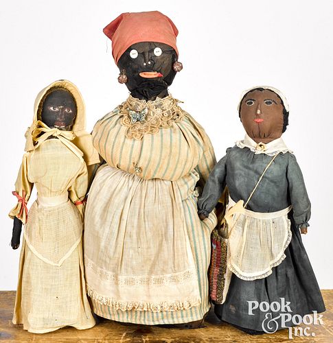 THREE BLACK AMERICANA BOTTLE DOLLS,