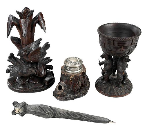 THREE BLACK FOREST CARVED