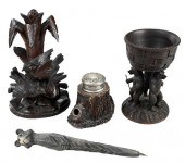 THREE BLACK FOREST CARVED OBJE