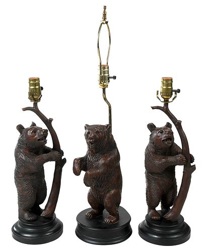 THREE BLACK FOREST STYLE BEAR