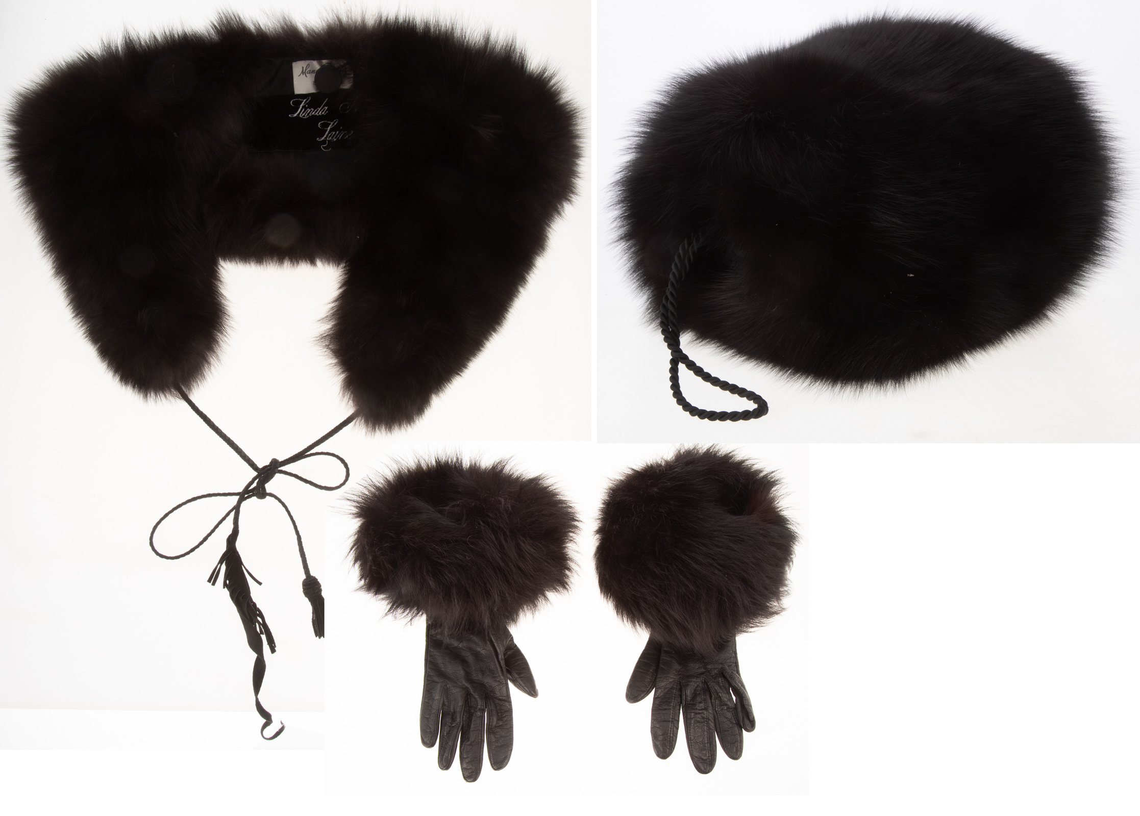 THREE BLACK FOX FUR ACCESSORIES