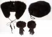 THREE BLACK FOX FUR ACCESSORIE