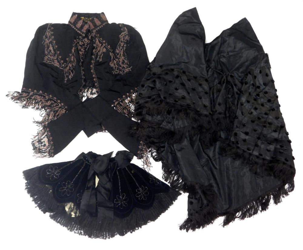 THREE BLACK LATE 19TH C. JACKETS