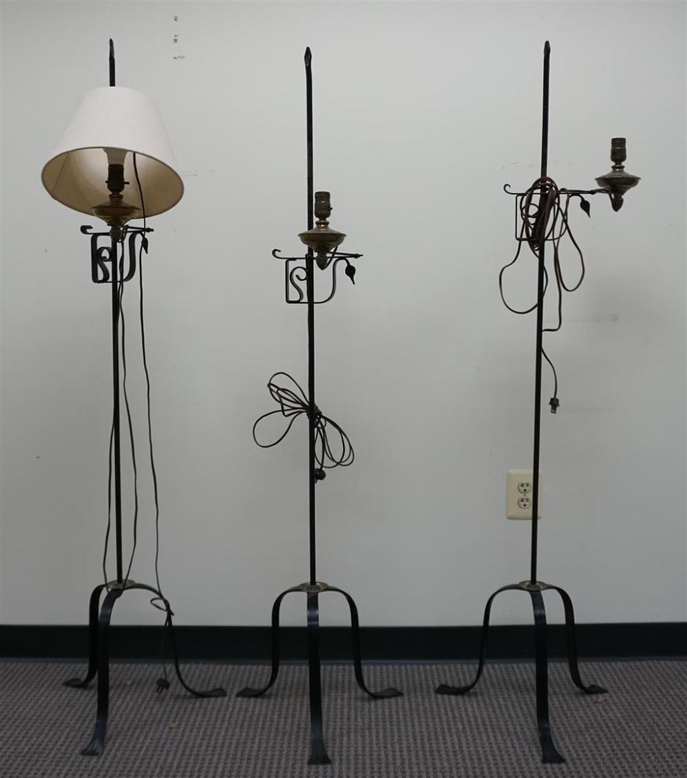 THREE BLACK PAINTED WROUGHT IRON