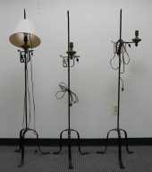 THREE BLACK PAINTED WROUGHT IR