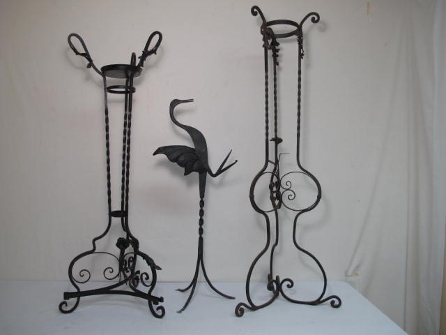 Three black wrought iron garden