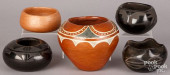 THREE BLACKWARE INDIAN POTS<br