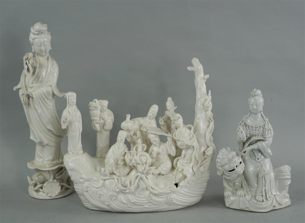 THREE BLANC DE CHINE FIGURAL