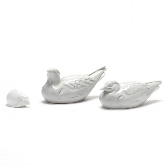 THREE BLANC DE CHINE PORCELAIN