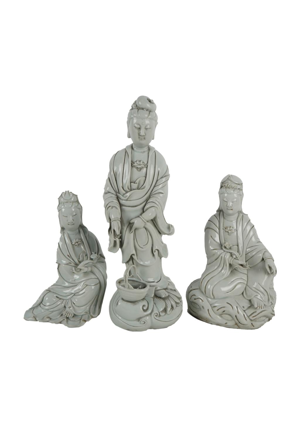 THREE BLANC DE CHINE PORCELAIN