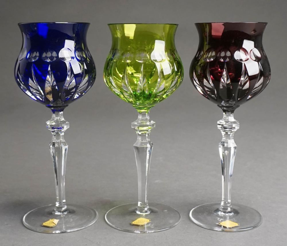 THREE BLEIKRISTALL COLORED-TO-CLEAR