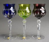 THREE BLEIKRISTALL COLORED-TO-