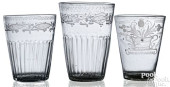 THREE BLOWN CLEAR FLIP GLASSES