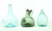 THREE BLOWN GLASS BOTTLES.  Ni