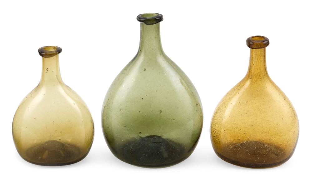 THREE BLOWN GLASS CHESTNUT