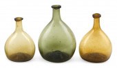 THREE BLOWN GLASS CHESTNUT BOT