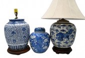THREE BLUE AND WHITE PORCELAIN