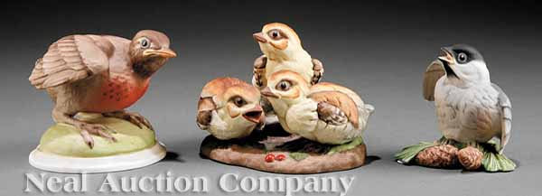 Three Boehm Porcelain Baby Bird