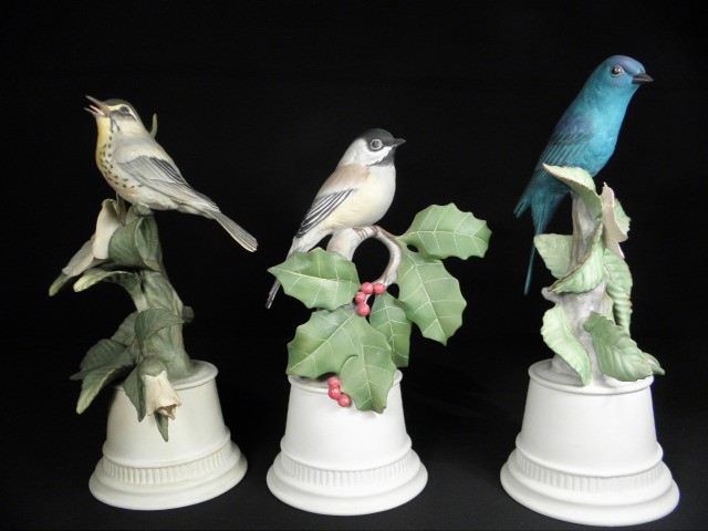 Three Boehm porcelain bird