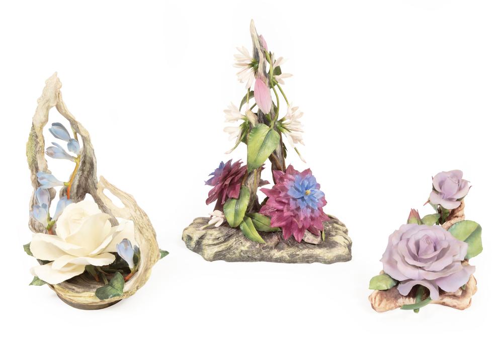 THREE BOEHM PORCELAIN FLOWER