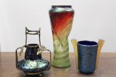 THREE BOHEMIAN ART GLASS VASES