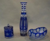 THREE BOHEMIAN COBALT-TO-CLEAR
