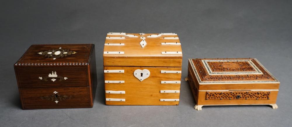 THREE BONE AND WOOD BOXESThree Bone