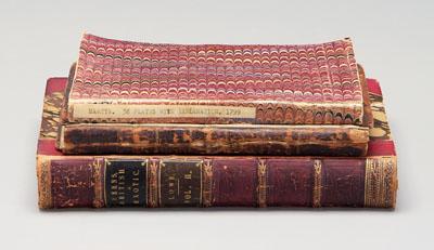 Three books, vegetables, ferns:
