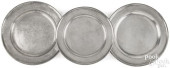 THREE BOSTON PEWTER CHARGERS,