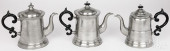 THREE BOSTON PEWTER TEAPOTS<br