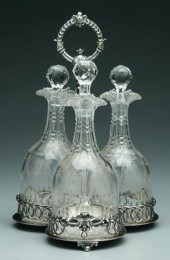 Three bottle decanter set: thr