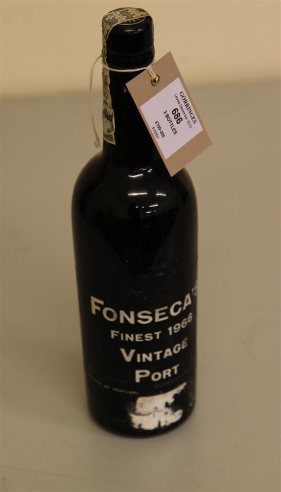 Three bottles including one Fonseca
