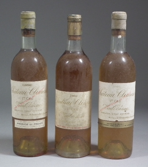 Three bottles of Chateau Climens
