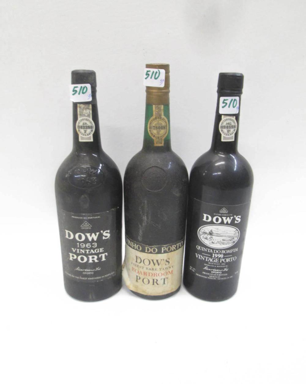 THREE BOTTLES OF DOW'S VINTAGE