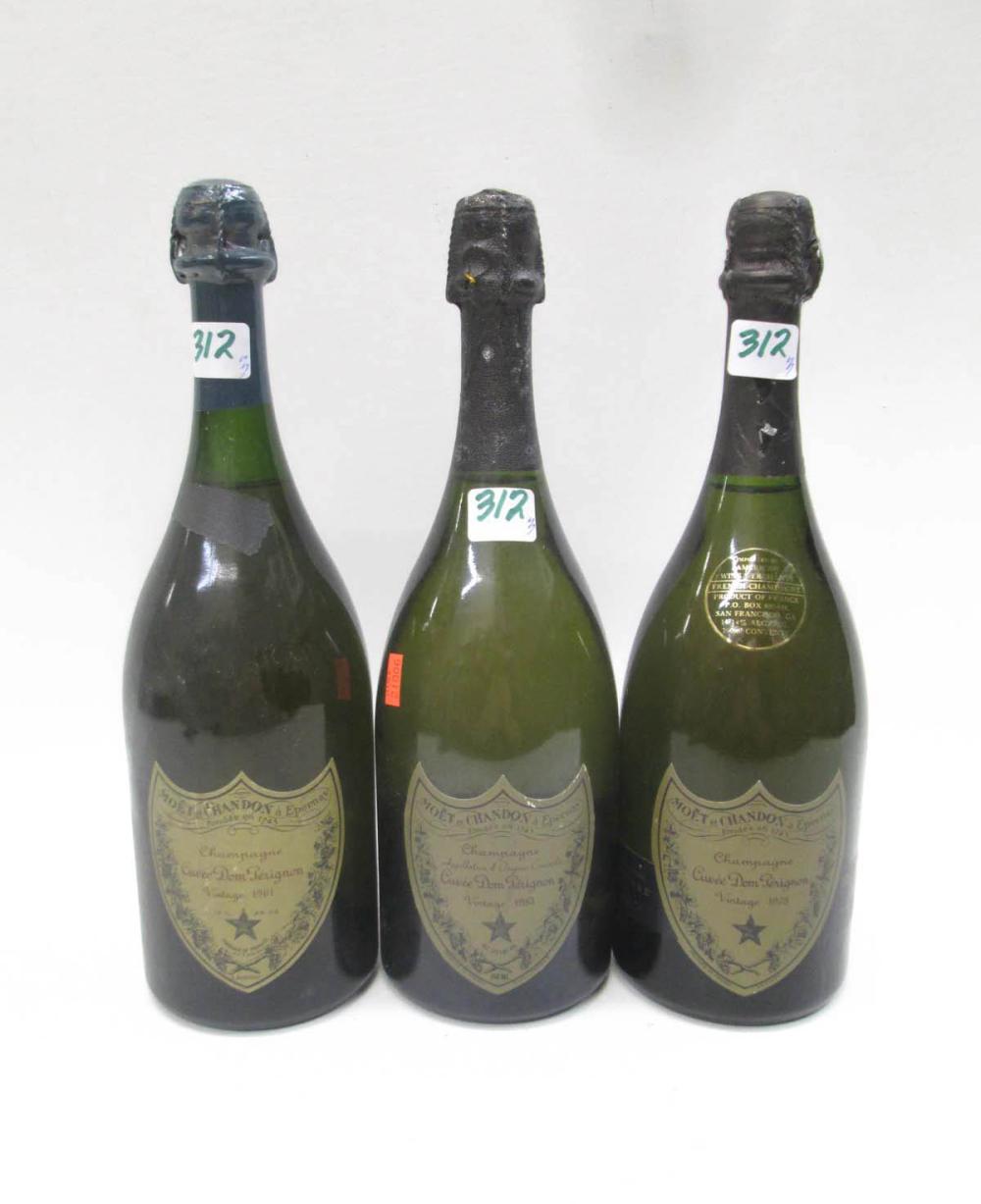 THREE BOTTLES OF FRENCH DOM