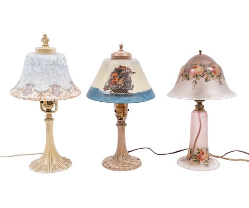 THREE BOUDOIR LAMPSThree boudoir