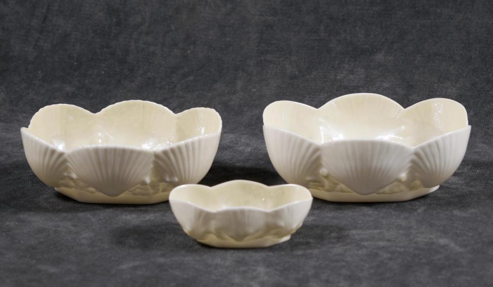THREE BOWLS, SCALLOP SHELL AND