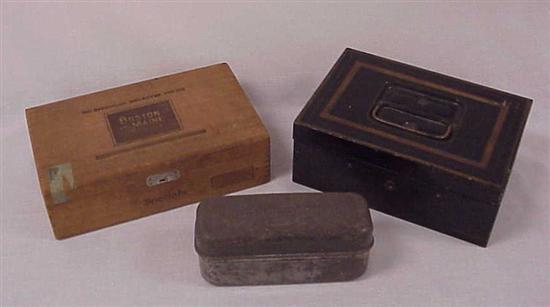 Three boxes: a painted tole