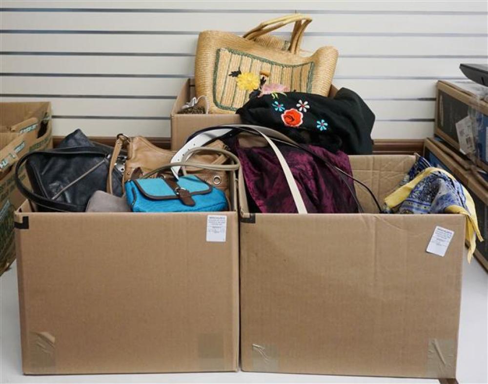 THREE BOXES OF ASSORTED PURSES,