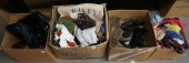 THREE BOXES OF BOOTS, SCARVES
