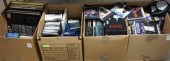 THREE BOXES OF CDS AND DVDS AN