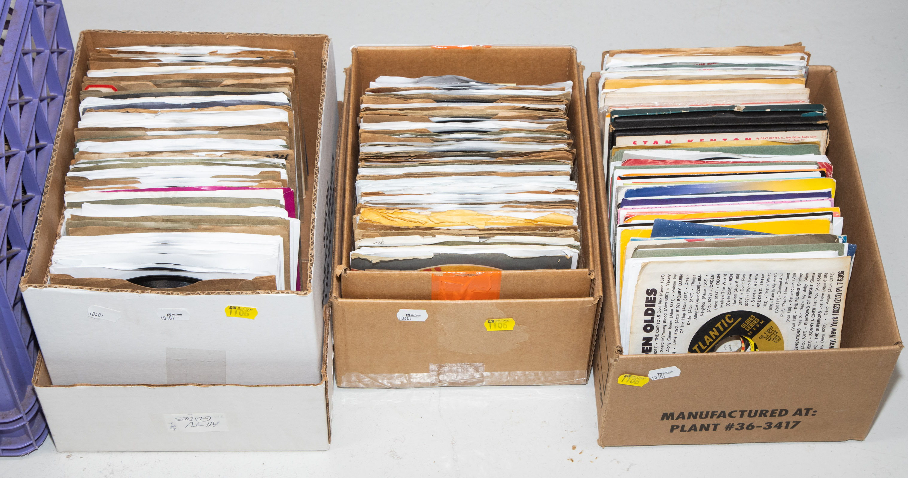 THREE BOXES OF VINTAGE 45S Rock &