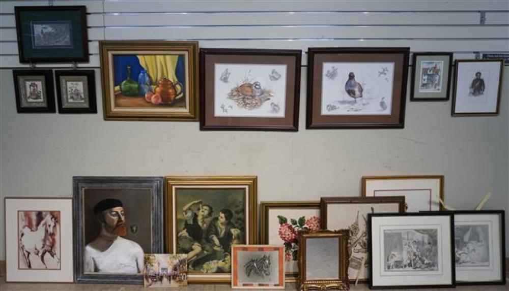 THREE BOXES WITH ASSORTED FRAMED