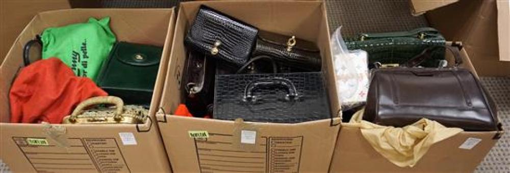 THREE BOXES WITH FAUX REPTILE,