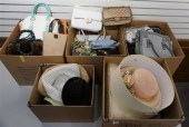 THREE BOXES WITH PURSES AND TW