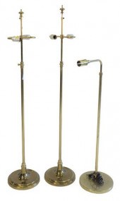 THREE BRASS ADJUSTABLE FLOOR L