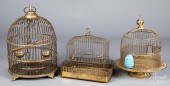 THREE BRASS BIRD CAGES, 20TH C